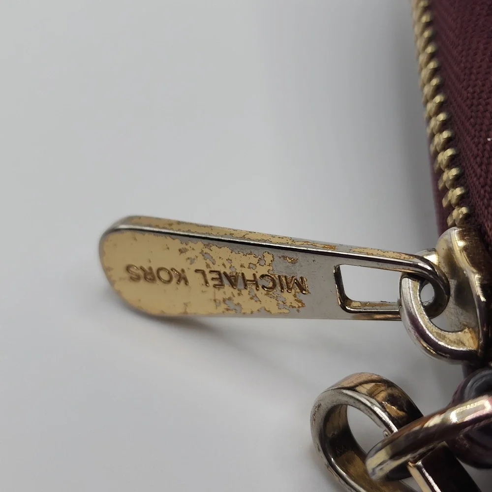 Michael Kors Large Continental Wallet Wristlet Leather, Bordeaux color Like New - Picture 2 of 11